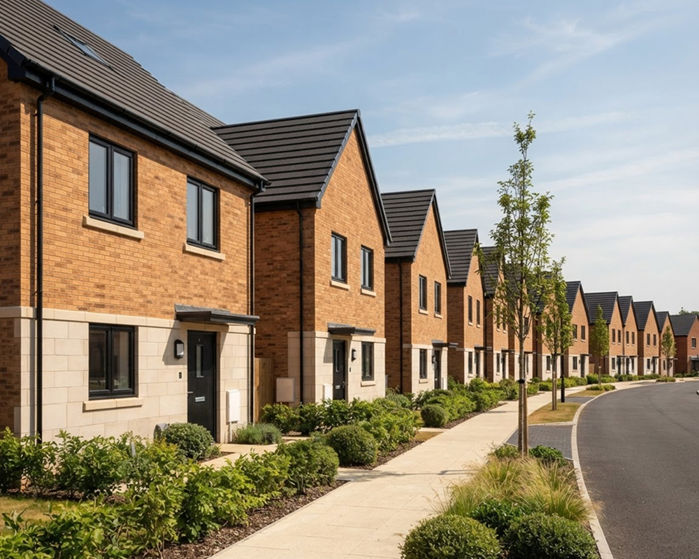 Modern brick housing street